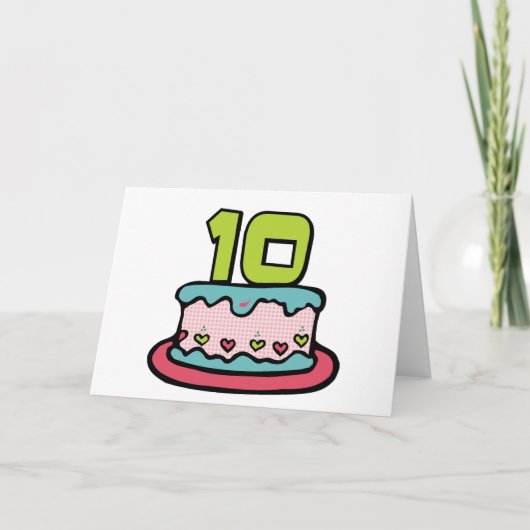 10 jaar oude Birthday Cake Kaart (Voorkant)