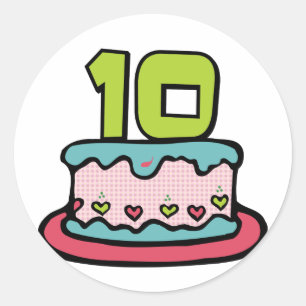 10 jaar oude Birthday Cake Ronde Sticker