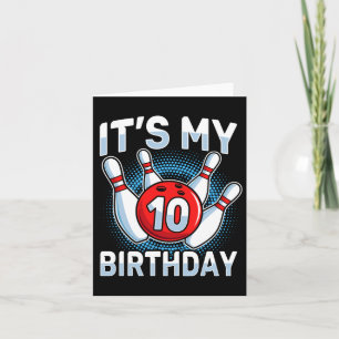 10 jaar oude bowling 10e verjaardagsfeestje jongen kaart