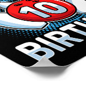 10 jaar oude bowling 10e verjaardagsfeestje jongen poster (Hoek)