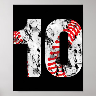 10 jaar oude cadeautjes nummer 10 honkbal 10e verj poster