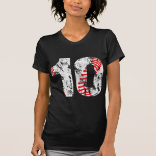 10 jaar oude cadeautjes nummer 10 honkbal 10e verj t-shirt