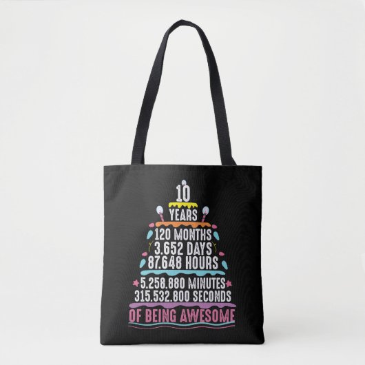 10 jaar oude Cake 10e verjaardag Notulen Tote Bag (Voorkant)
