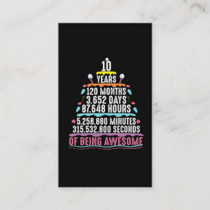 10 jaar oude Cake 10e verjaardag Notulen Visitekaartje