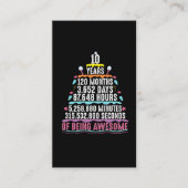 10 jaar oude Cake 10e verjaardag Notulen Visitekaartje (Voorkant)