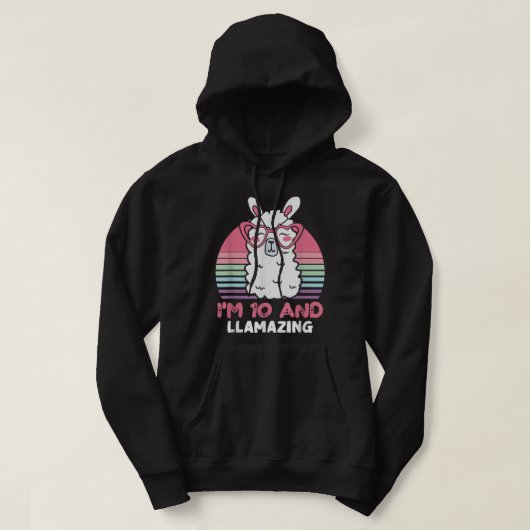 10 jaar oude dag Llamazing Alpaca Llama 10th Birt Hoodie (Design voorkant)