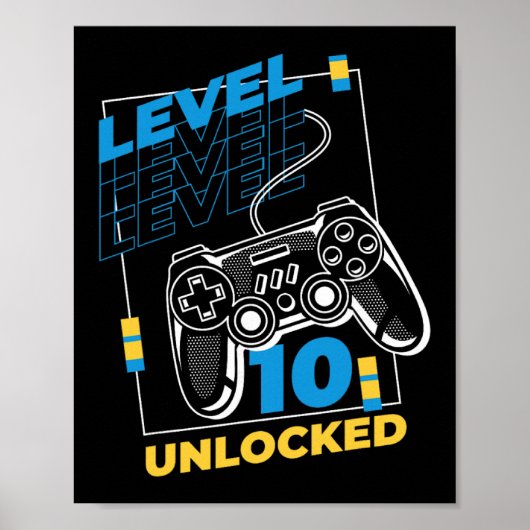 10 jaar oude gamer gaming 10e verjaardag - Level 1 Poster (Voorkant)