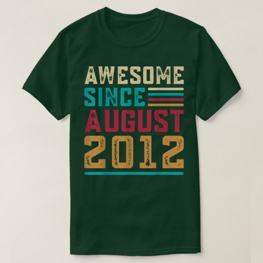 10 jaar oude geschenken Geweldige sinds augustus 2 T-shirt (Design voorkant)