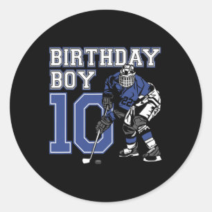 10 jaar oude ijshockey thema verjaardagsfeest 10e ronde sticker