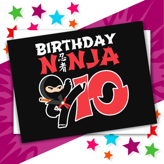 10 Jaar Oude Karate Ninja Feestje Kinderen 10e Ver Briefkaart