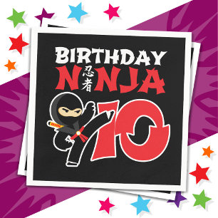 10 Jaar Oude Karate Ninja Feestje Kinderen 10e Ver Servet