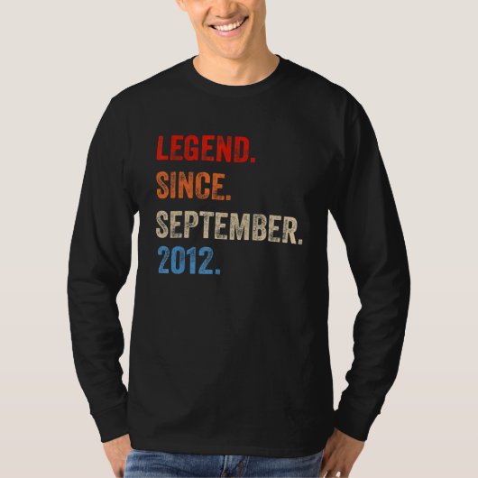 10 jaar oude legend sinds september 2012 10e herfs t-shirt (Voorkant)