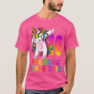 10 jaar oude Unicorn Dabbing 10th Birthday Girl Un T-shirt