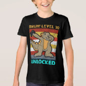 10 Jaar Oude Verjaardag Dabbing Dinosaur Bruh 10 L Tri-Blend Shirt (Voorkant)