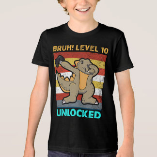 10 Jaar Oude Verjaardag Dabbing Dinosaur Bruh 10 L Tri-Blend Shirt