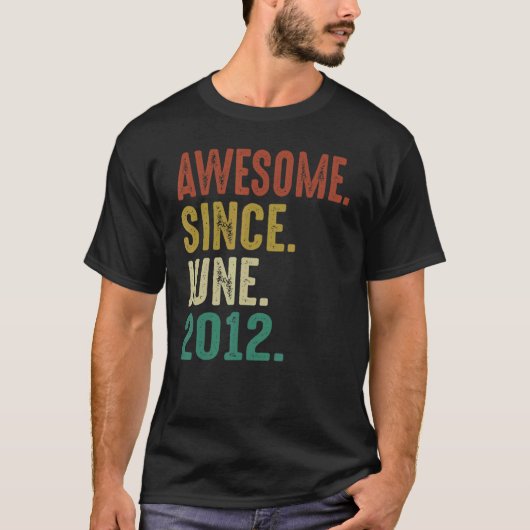 10 jaar oude verjaardag Geweldige sinds juni 2012 T-shirt (Voorkant)