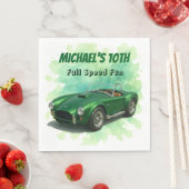 10 Jaar Oude Verjaardag Party Green Racing Car Servet (Insitu)