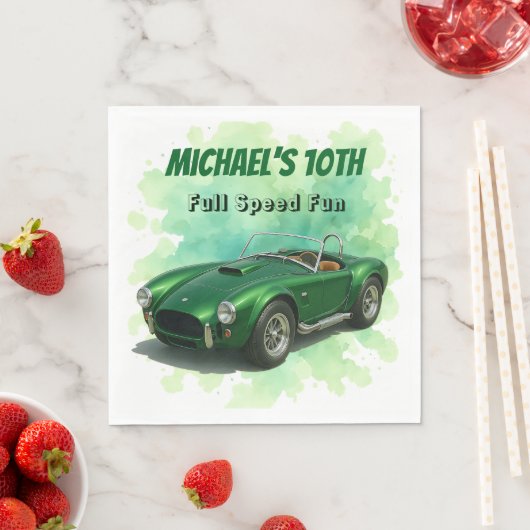 10 Jaar Oude Verjaardag Party Green Racing Car Servet (Insitu)