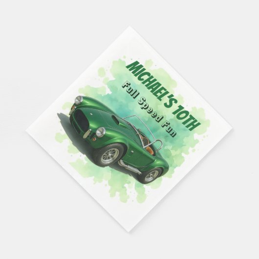 10 Jaar Oude Verjaardag Party Green Racing Car Servet (Hoek)