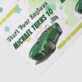 10 Jaar Oude Verjaardag Party Green Racing Car Tissuepapier (Detail)