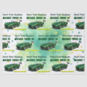 10 Jaar Oude Verjaardag Party Green Racing Car Tissuepapier (Voorkant)