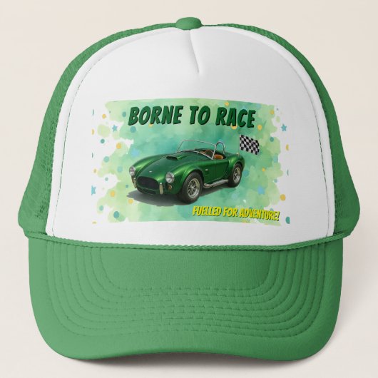 10 Jaar Oude Verjaardag Party Green Racing Car Trucker Pet (Voorkant)