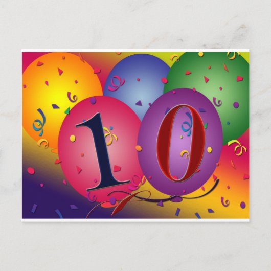 10 jaar oude verjaardagsballonnen! briefkaart (Voorkant)