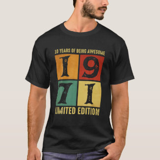 10 jaar oude Vintage 1971 Limited Edition 50th Bir T-shirt