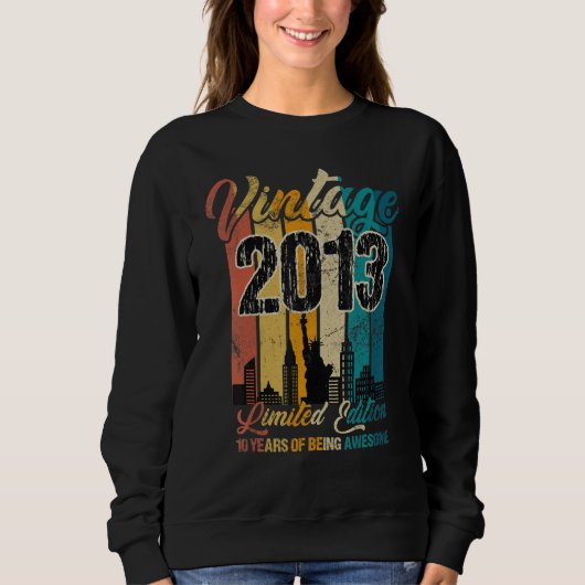 10 jaar oude Vintage 2013 10e verjaardag Trui (Voorkant)