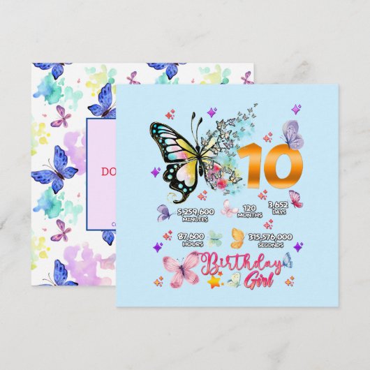 10 jaar oude vlindervliegen ik kaart (Voorkant / Achterkant)