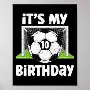10 Jaar Oude Voetbal 10e Verjaardag Speler Kindere Poster