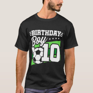 10 jaar oude voetbal voetballende kinderen 10e ver t-shirt