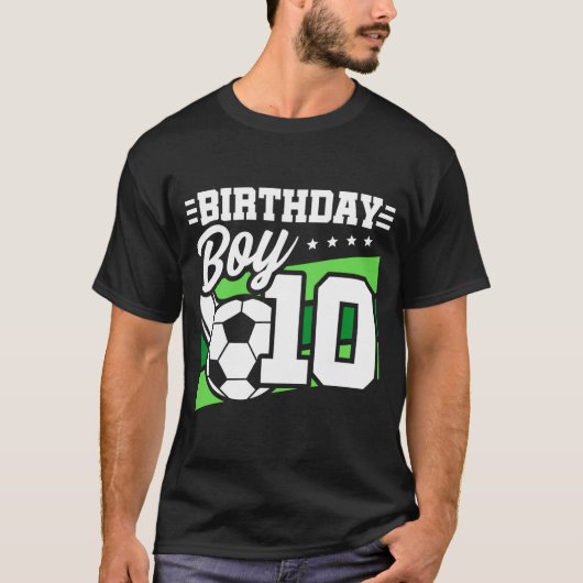 10 jaar oude voetbal voetballende kinderen 10e ver t-shirt (Voorkant)