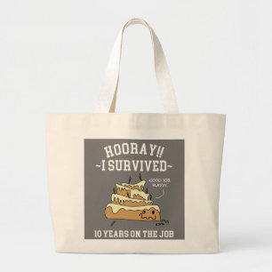 10 Jaar Overleefd Op De Werkvloer Grote Tote Bag