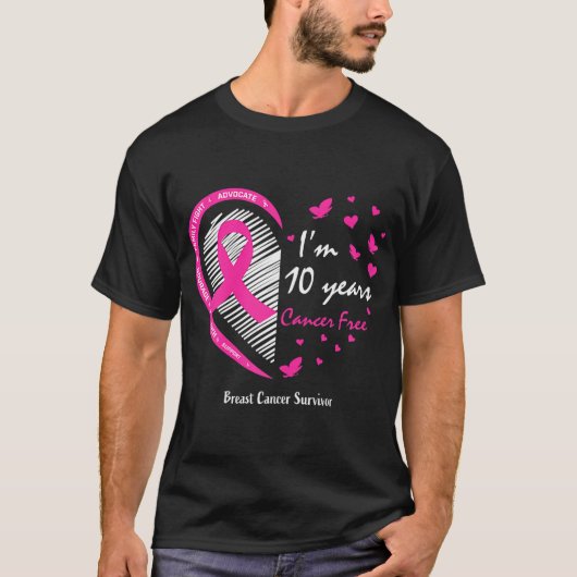 10 Jaar Overlevende Vrouwen Moeder Roze Borstkanke T-shirt (Voorkant)