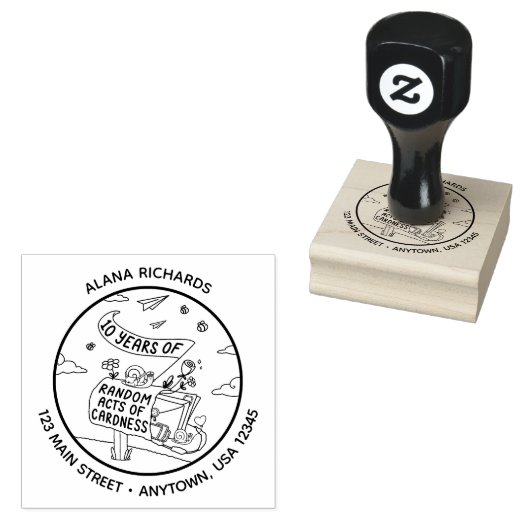 10 jaar Random Acts of Cardness Logo Stamp Rubberstempel (Gestempeld)