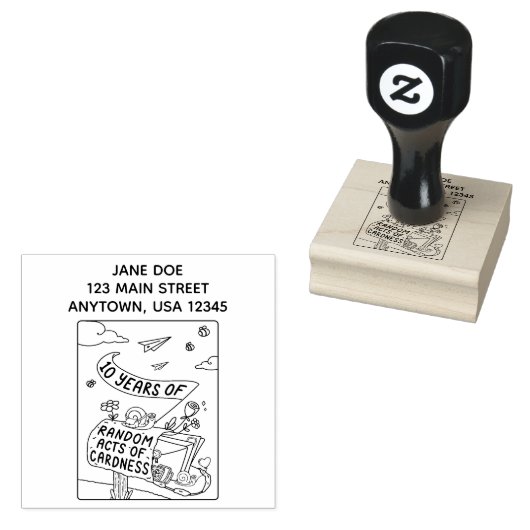 10 jaar Random Acts of Cardness Retourstempel Rubberstempel (Gestempeld)