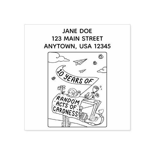 10 jaar Random Acts of Cardness Retourstempel Rubberstempel (Afrduk)