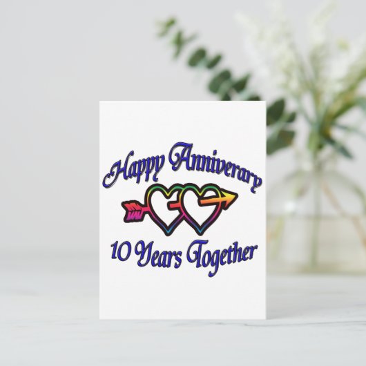 10 jaar samen briefkaart (Staand voorkant)