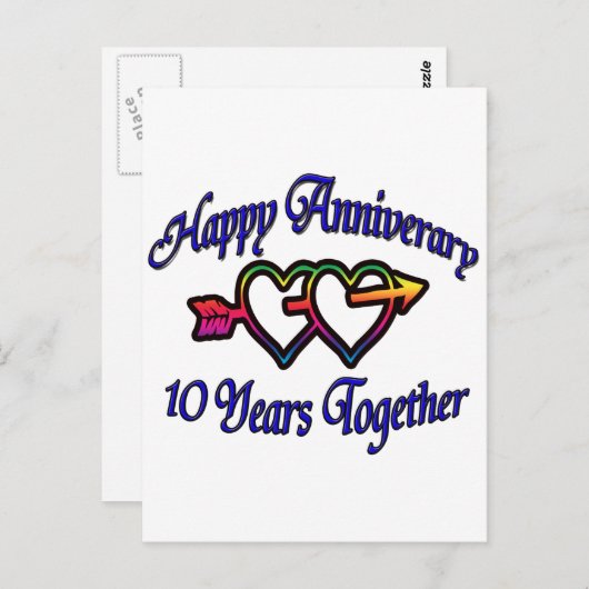 10 jaar samen briefkaart (Voorkant / Achterkant)