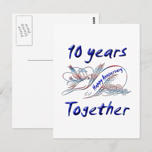 10 jaar samen briefkaart (Voorkant / Achterkant)