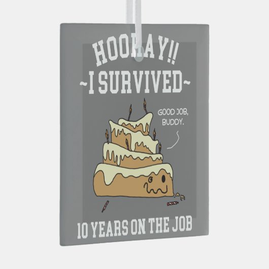 10 jaar service overleden 10 jaar werk glas ornament (Voorkant Rechts)