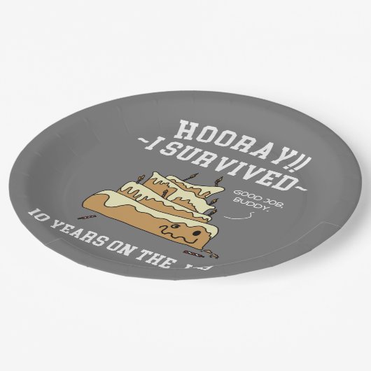 10 jaar service overleden 10 jaar werk papieren bordje (Gekanteld)