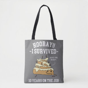10 jaar service overleden 10 jaar werk tote bag