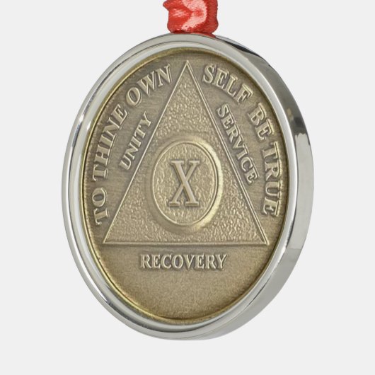 10 jaar Sober Jubileum Medallion Metalen Ornament (Links)