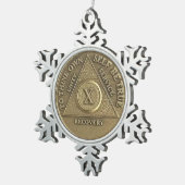 10 jaar Sober Jubileum Medallion Tin Sneeuwvlok Ornament (Rechts)