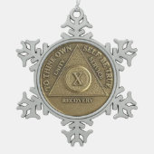 10 jaar Sober Jubileum Medallion Tin Sneeuwvlok Ornament (Voorkant)