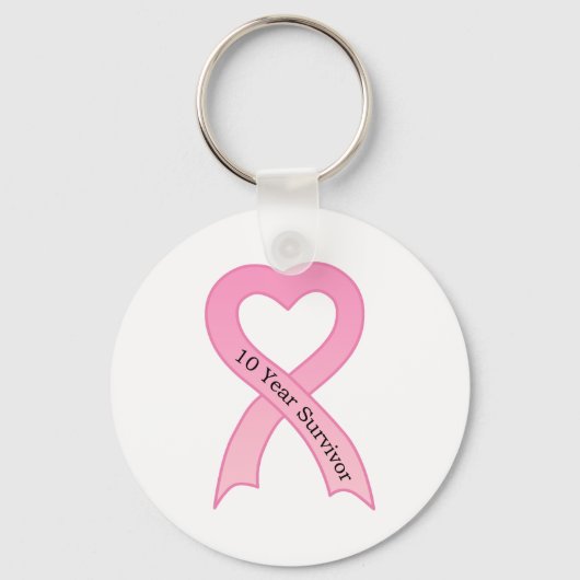 10 jaar Survivor Pink Ribbon Sleutelhanger (Voorkant)
