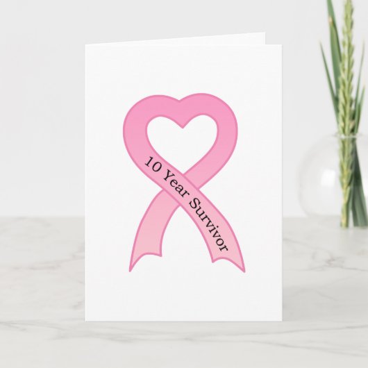 10 jaar Survivor Pink Ribbon Wenskaart Kaart (Voorkant)
