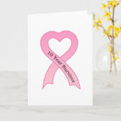 10 jaar Survivor Pink Ribbon Wenskaart Kaart (Gele Bloem)